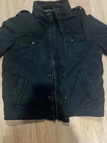 Levi Strauss & Co. Mens Hooded Full Zip Jacket Black Gray Canvas Size L image 6