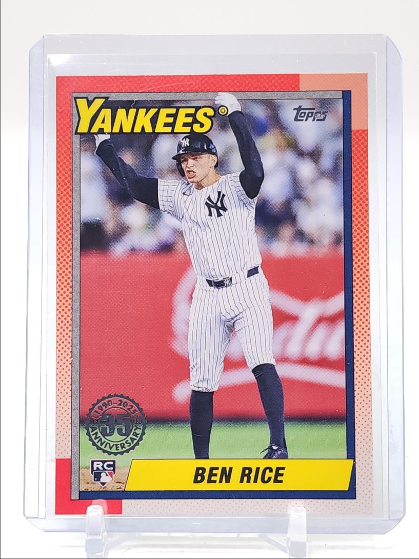 BEN RICE 2025 TOPPS SERIES 1 ROOKIE 1990 35TH ANNIVERSARY YANKEES RC Q3676