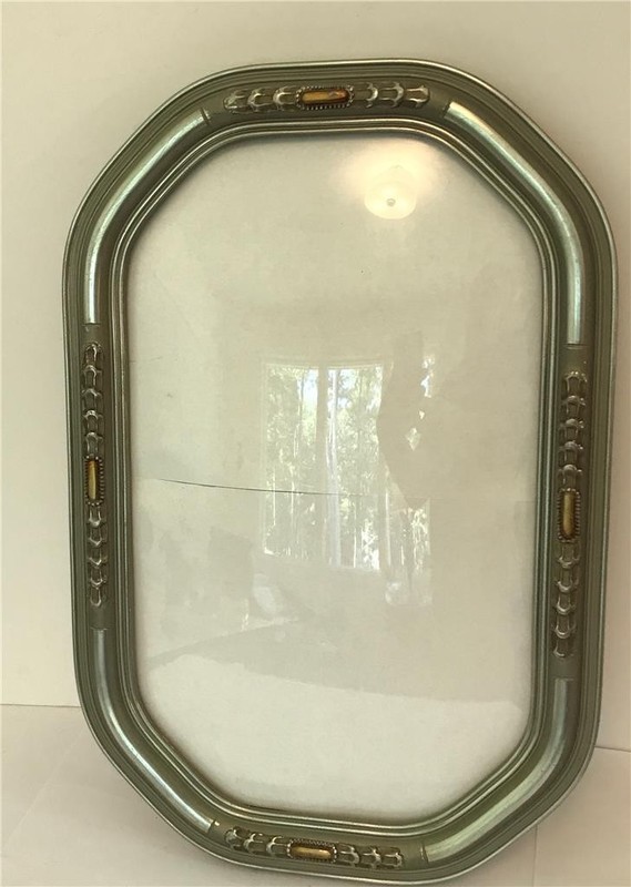 Lovely 1930s Convex Bubble Glass & Silvered Wood & Gesso Frame 12" X 18"