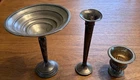 lot sterling silver 7" pedestal bowl 7" bud/trumpet vase 3" small trophy cup urn