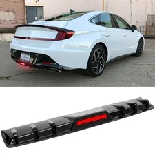  For Hyundai Sonata N Line Rear Bumper Diffuser + LED Brake Light Gloss Black