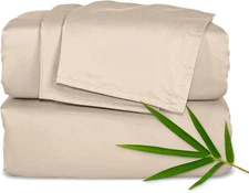 Pure Bamboo California King Sheets, Genuine 100% King, Almond