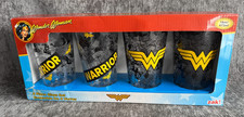Zak Designs DC Comics Wonder Woman 16oz Glass Tumbler Set 4 Pack In Box