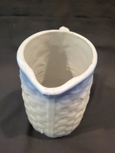 Antique Basketweave & Morning Glory salt glazed pitcher by Brush McCoy, 1911-23 - Picture 7 of 15