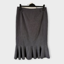 Wallis Vintage Y2K Skirt 14 Grey Midi Flared Hem Whimsy Career Work Elegant VGC