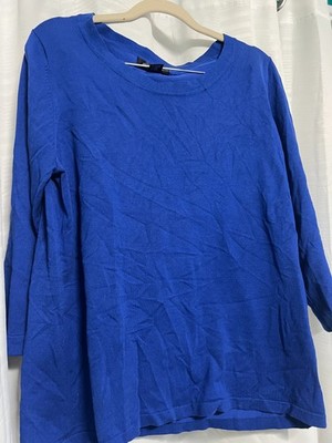August Silk Women s XL Blue Silk Blend Knit Top Minimalist Capsule Wardrobe