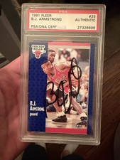 B.J. Armstrong #25 Autograph Signed 1991-92 Fleer - Card PSA Authentic