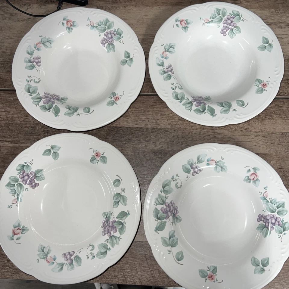 普法尔茨格拉夫葡萄边缘汤/帕斯塔/沙拉碗 9 英寸 ~ 4 件套 — 第 3/4 张图片