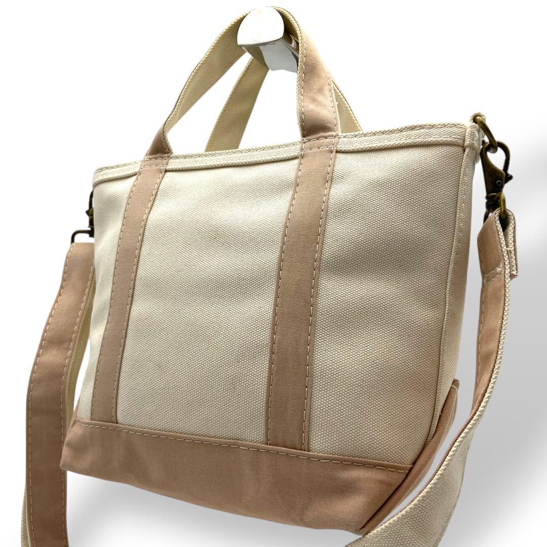 L.L.Bean Authentic Beige Canvas Tote Bag with Crossbody and Shoulder Strap