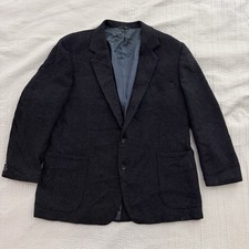 Vintage Imperial by Haggar Mens 46 Pure Wool Blazer Gray Elbow Patch Sport Coat