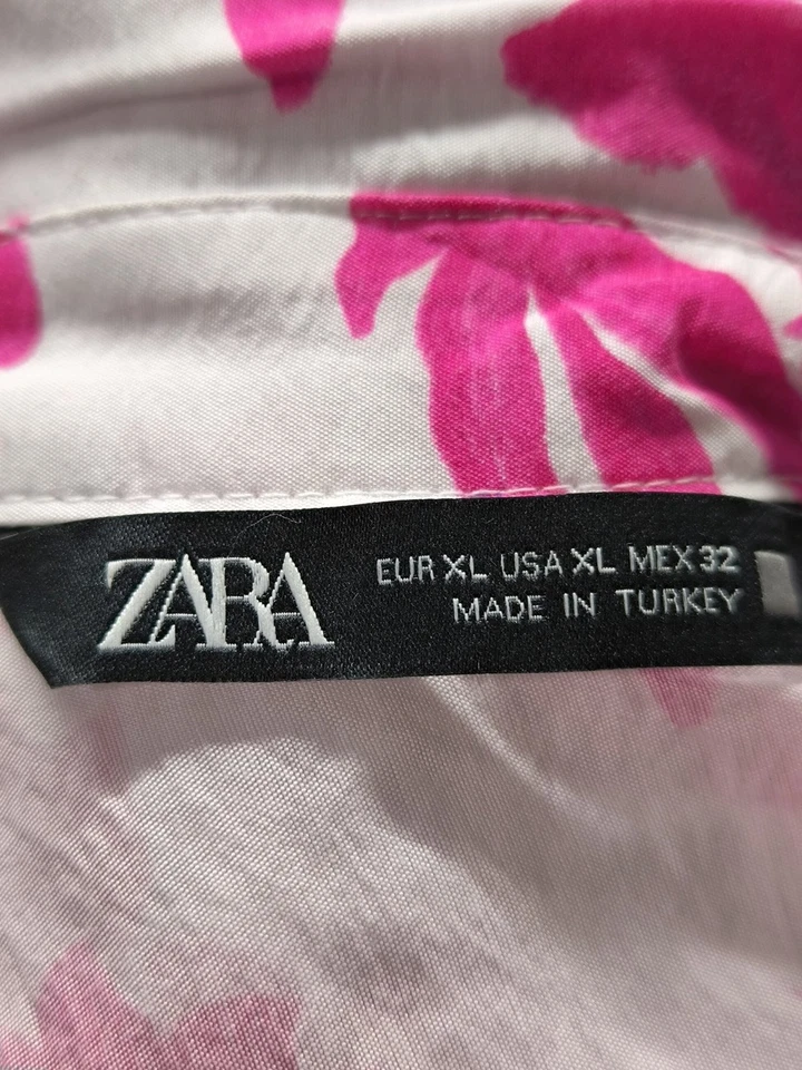 ZARA Robe chemisier Dames Robe T EU 42 blanc-rose style décontracté - Photo 4/4