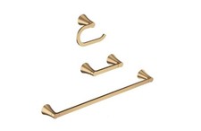 Moen Mikah Bathroom Hardware Set, 24" Towel Bar, Ring, Paper Holder Brushed Gold