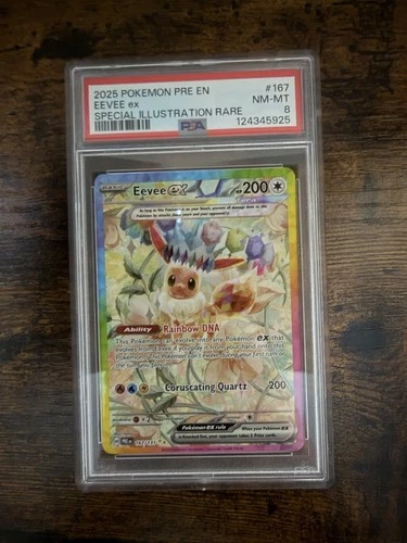 2025 POKEMON PRE EN-PRISMATIC EVOLUTIONS #167 EEVEE EX PSA 8
