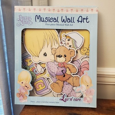 5-Piece Musical Wall Art Precious Moments Baby Luv n care bunny clown train VTG
