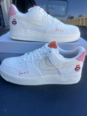 Nike Air Force 1 '07 Women's Size 9 White/Solar Flare-Sail DQ7656-100 Suede Shoe