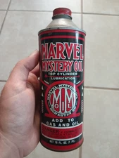Vintage Marvel Mystery Oil Advertising Tin Can 16 Oz FULL 