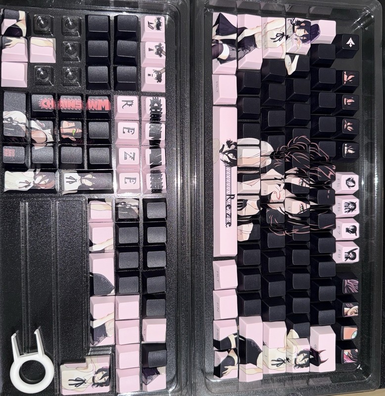 NEW Chainsaw Man Reze Anime Keycap Set PBT 129 Keys Cherry MX Pink