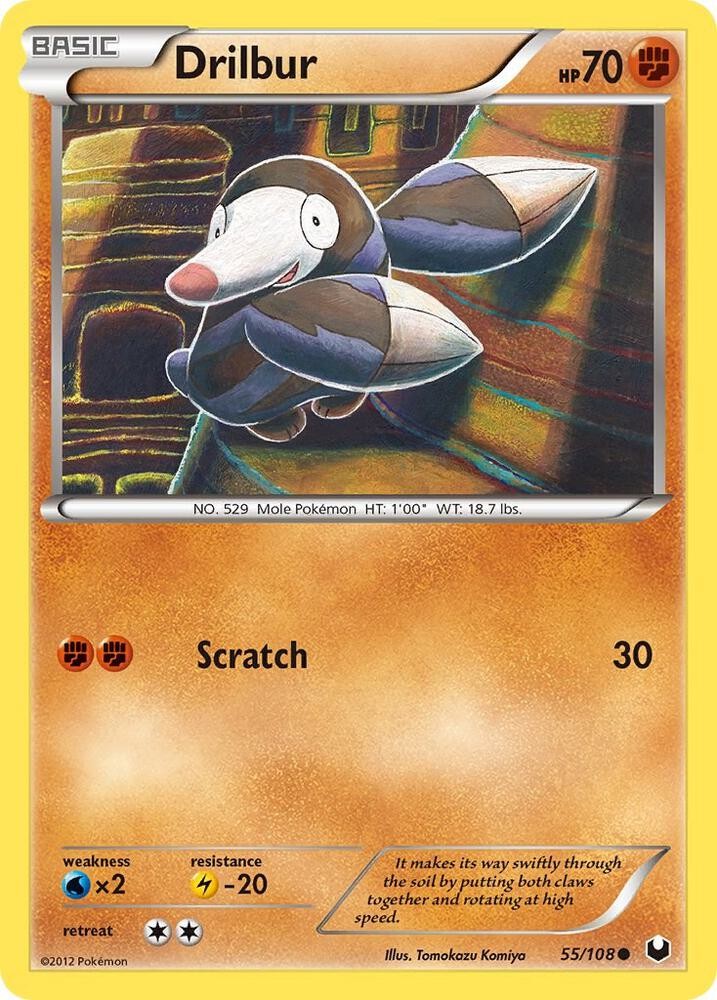 Pokémon TCG Drilbur Dark Explorers 55/108 Common NM/M Fighting Mole