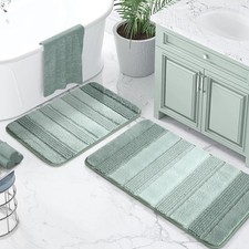 2 Pcs Ombre Chenille Bathroom Rugs Set, Non-Slip Shower Mats for Bathroom Flo...