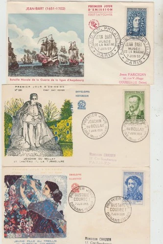 France 1958  5 FDC  Red Cross Fund Raising issue.. Part Set   good conditioon