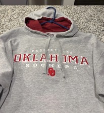 J America Oklahoma Sooners Hoodie Mens Large Gray Crimson Embroidered Sweatsh