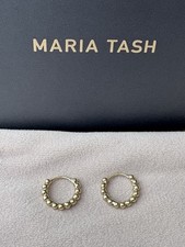 Maria Tash 14k Yellow Gold Granulated Hoop Earrings 8mm Pair