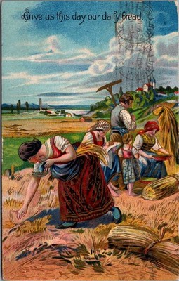 Vintage Farming Harvest Postcard Nashville TN Postmark ''Give Us Our Daily Bread''
