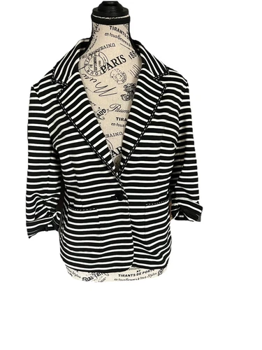 VETEMENTS Blazer donna nero bianco a righe singolo bottone giacca professionale carriera 8