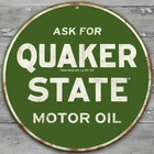Quaker State Motor Oil 12" Diameter Vintage Novelty Metal Sign Made In USA