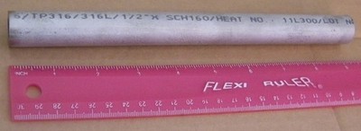 1/2'' pipe SCH 160 316 Stainless Steel 9'' long