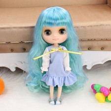 Cotton candy blue green hair Middie Nude Doll FactoryJoint Body Neo Blythe 8"