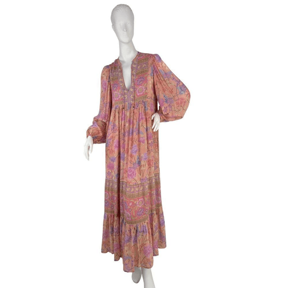 spell butterfly boho maxi dress Audrey Printed Maxi Dress Butterfly Sleeves Patchwork Blue main image 1