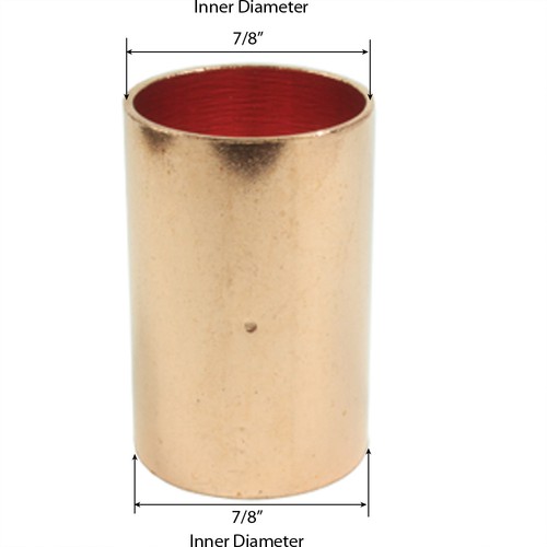 Libra Supply 3/4 inch, 3/4'' Copper Coupling with Dimpled Stop C x C, 50pcs