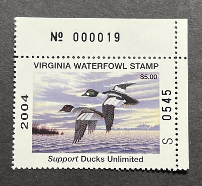 WTDstamps - 2004 VIRGINIA - State Duck Stamp - Mint OG NH - S PREFIX
