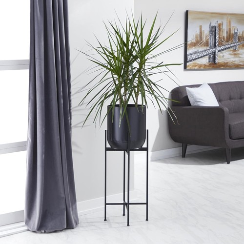12" x 12" Tall Round Metal Planter with Stand - Perfect for Indoor/Outdoor Use - Picture 7 of 11