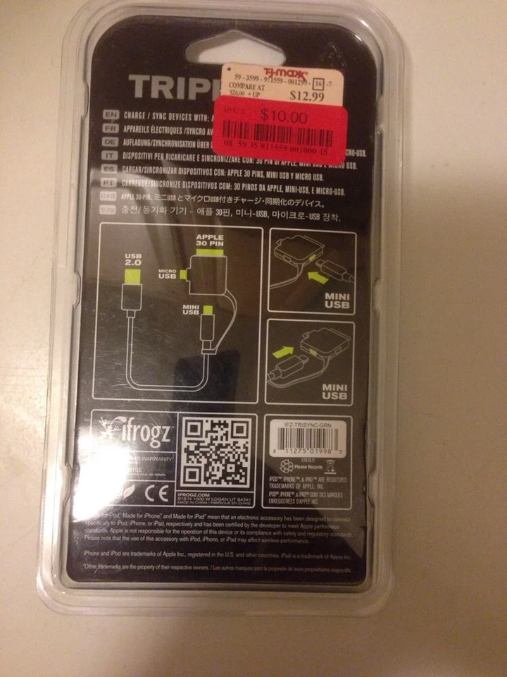 iFrogz TriplePlay - Multiple Device Charger & Sync. iPhone, iPod, iPad, Android - Image 4 of 4