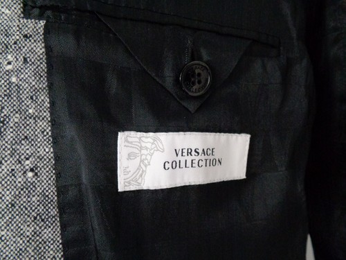 Gianni Versace Dappled Gray Nailhead Tweed Sport Coat Slim Fit Men's 44 R - Picture 15 of 23