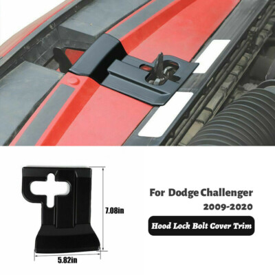 Black Hood Lock Bolt Dust-Proof Gap Protection Cover For Dodge Challenger 2009+