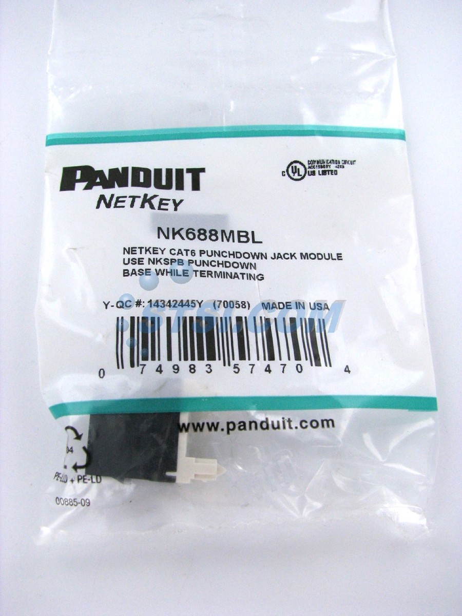 Panduit NetKey NK688MBL Cat6 Keystone Jack Module, Black Panduit NetKey NK688MBL Cat6 Keystone Jack Module, Black