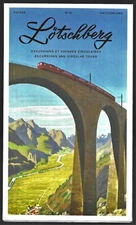 Vintage Lotschberg Switzerland Brochure Illustrated Map Train Tours Travel 