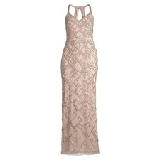 NWT Aidan Mattox Womens Size 6 Open Back Embellished Maxi Formal Gown Dress NEW