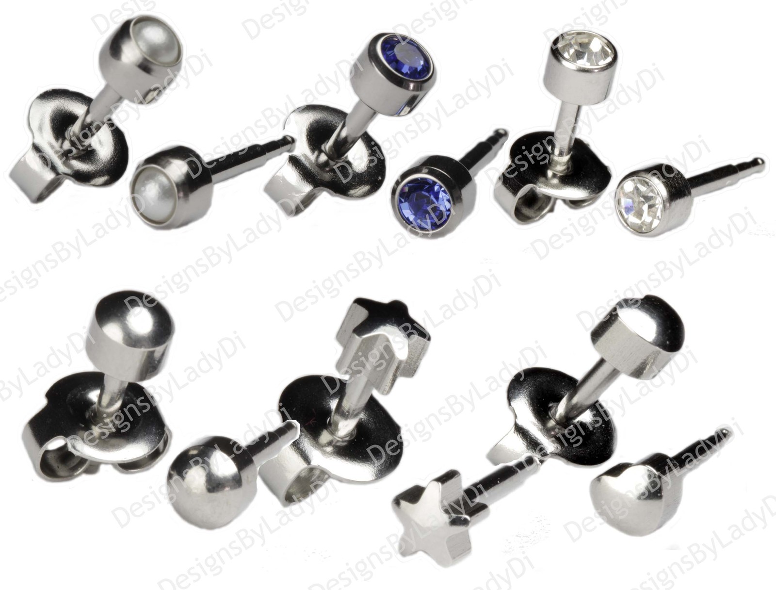 6 Pairs Of 4mm Stainless Steel Ear Piercing Earrings Studs Hypoallergenic eBay