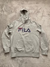 Fila Fleece Hooded Sweatshirt Mens Gray Size Medium
