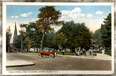 #ad Public Park Port Richmond Staten Island New York Touring Car WB Postcard A810 $5.95