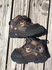 Disney Mickey Mouse Brown Faux Leather Shoes Light Up Size 5 Toddler/Baby