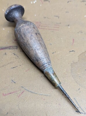 Vintage Antique Unbranded Wooden Scratch Awl Tool 4'', For Multiple Applications 