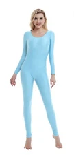 XS Blue Womens Long Sleeve Unitard Gymnastics Dance Bodysuit Leotard 110