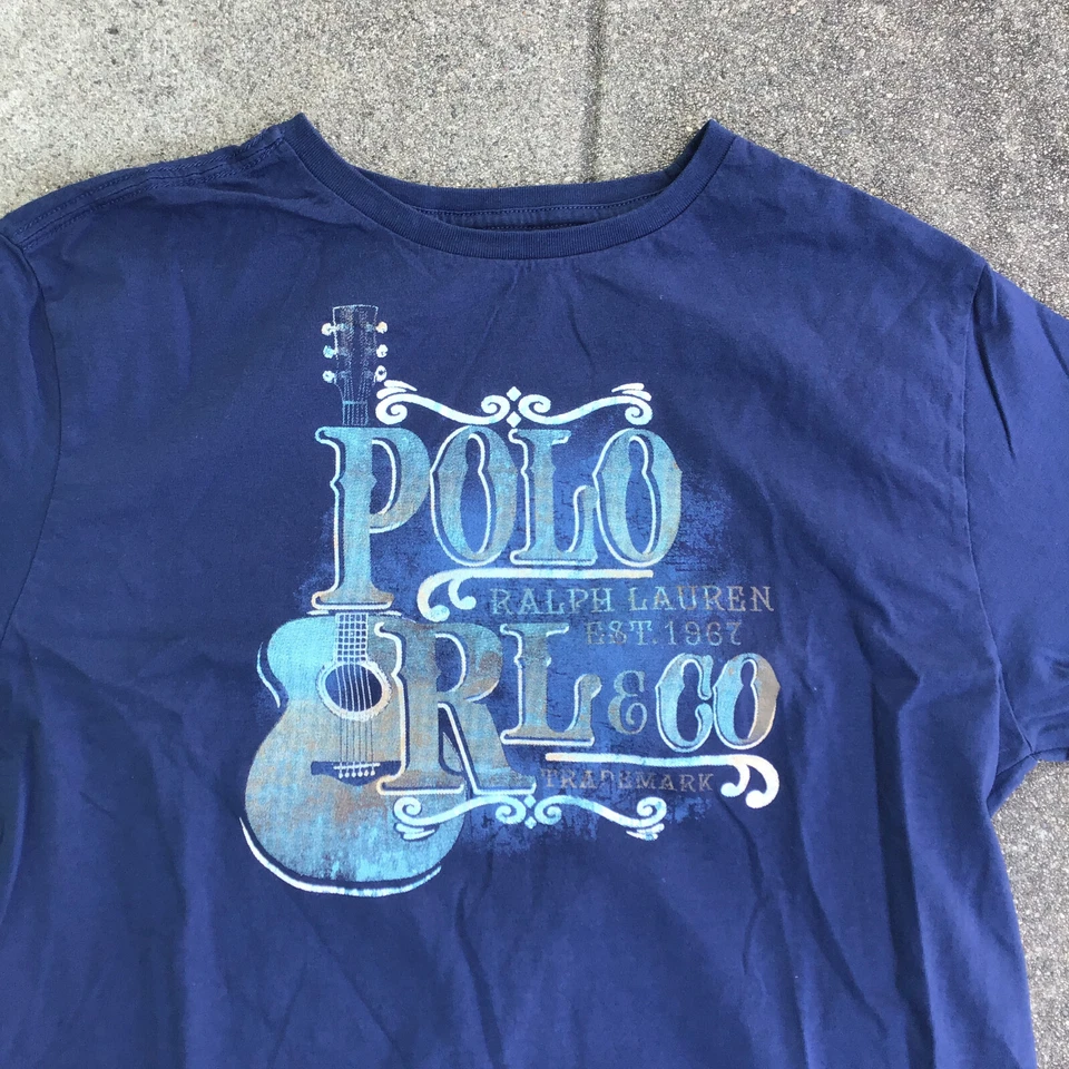 Camisa Polo Ralph Lauren Cuello Redondo Talla XL (18-20) Juvenil Manga Corta Guitarra Azul Foto 3 de 4