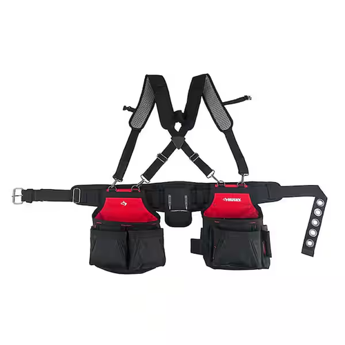 Husky Contractors 2-Bag Work Tool Belt with Suspenders - New
