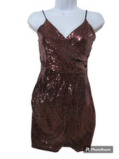 Sz S Style Rack LA METALLIC PINK Mini Tank Dress Front Slit Party Swiftie Goth